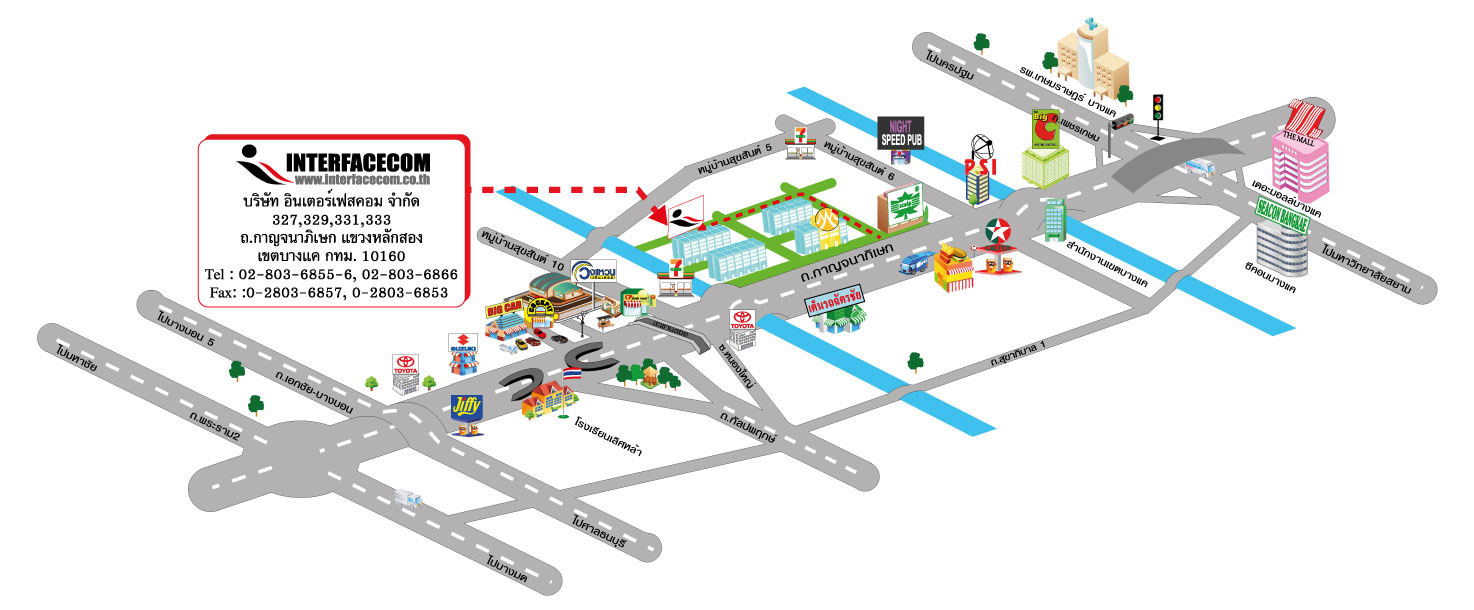 map : แผนที่ การเดินทางมา บริษัท Interfacecom Co.,Ltd.